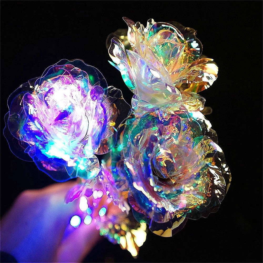 1Pc Valentine's Day 24K Aluminum Foil Rose Gold Rose Lasting Eternal Love Wedding Decoration Lover Lighting Rose