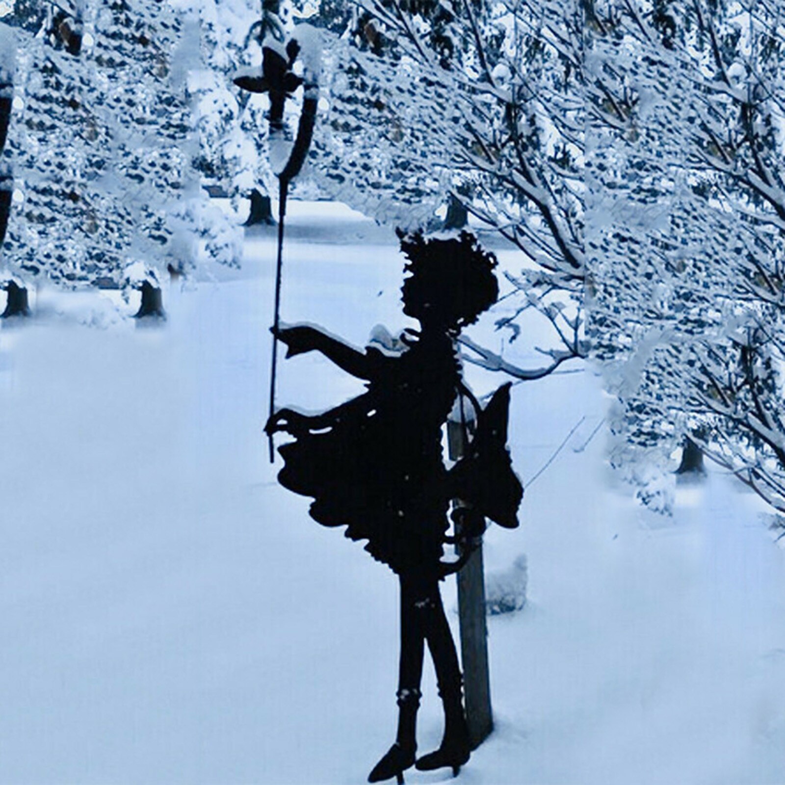 Butterfly Girl Vintage Metal Silhouette Sculpture Grandado