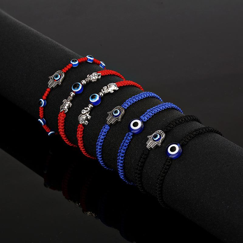 Pulsera turca contra el mal de ojo, Pulsera ajustable con cordón tejido a mano Unisex, Brazlet clásico de mano de Fátima, del Día de San Valentín, Pulsera roja