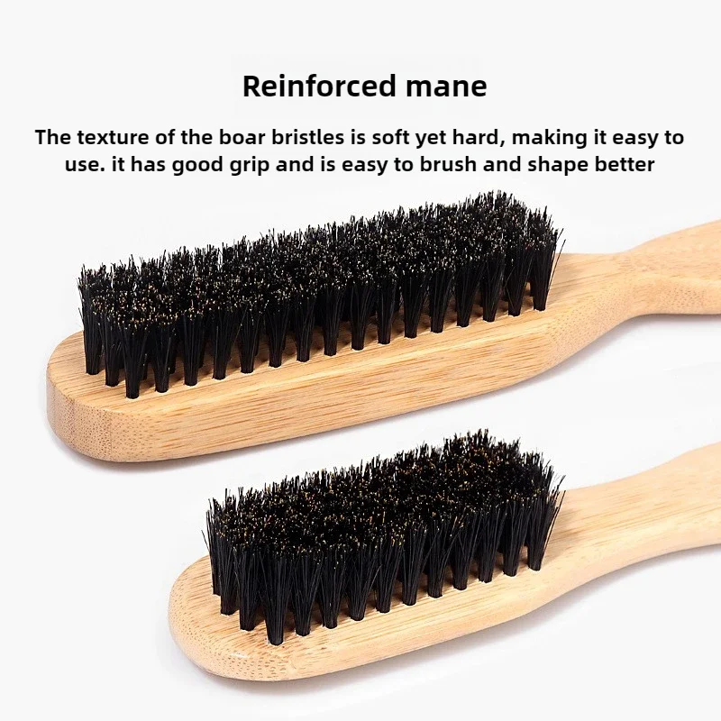 Cepillo para el pelo con cerdas de jabalí para moño de cola de caballo y alisador de pelos de bebé, pedernal, control de bordes, peinado y provocación