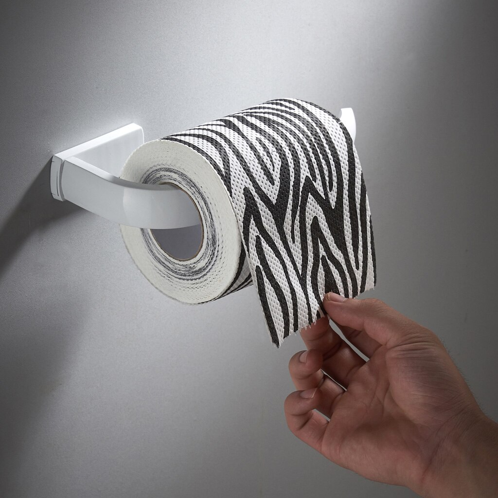Gancho de almacenamiento de papel higiénico de latón con soporte para papel de cocina: Blanco