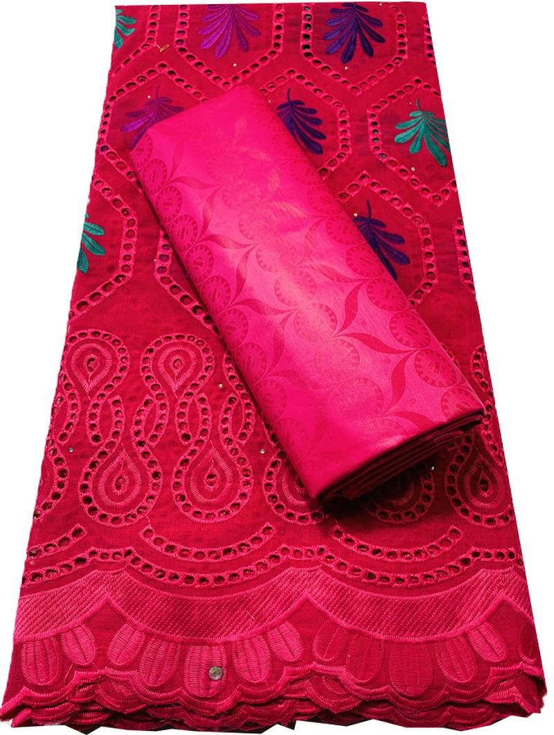 2022 Dry Laces 2.5+2.5 Yards With Bazin Riche Fabric Swiss Voile Senegal African Wedding Bride Dress YKM120 Orange: AS PIC6