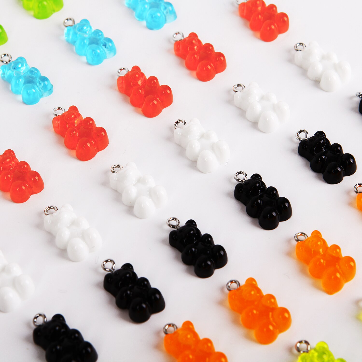 50Pcs Cute Resin Gummy Bear Pendant Charms for Cartoon Necklace Bracelet Earrings Jewelry Findings DIY 0.82*0.43in