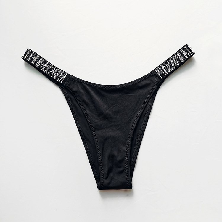 String Sexy de Style européen pour femmes, sous-vêtement en diamant, taille basse, sans couture, confortable, string zèbre, Lingerie féminine,: diamond black pants / S