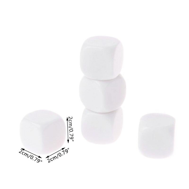 5 pcs 20mm Dice Dados Em Branco Acrílico Branco Kid Toy DIY Pintura Escrita Graffiti Família Jogos Acessórios