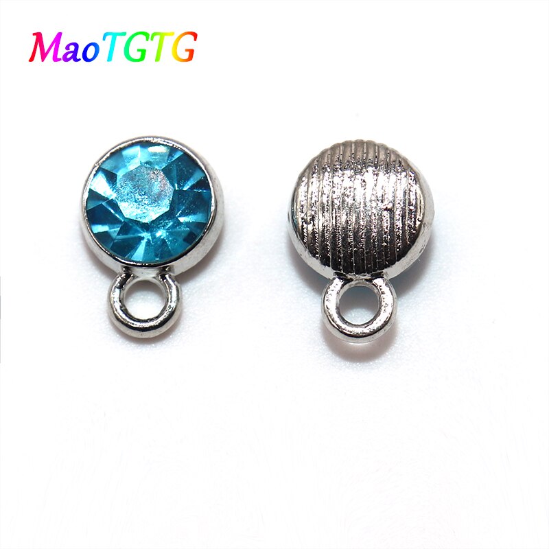 30/50 stks/partij Mode Kristal Charmes Hanger Voor Sieraden Maken Hanger Ketting Earring 7mm Blauw Roze Crystal Charms