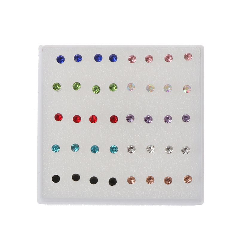 Brincos pequenos coloridos de plástico com strass, 20 pares de brincos pequenos, brincos hipoalergênicos para mulheres, moda feminina: Colorful 3mm