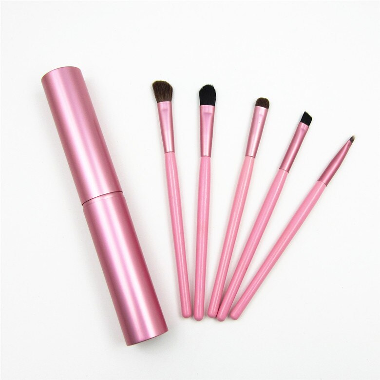 5 Pcs Reizen Draagbare Mini Eye Make-Up Kwasten Set Reals Oogschaduw Eyeliner Wenkbrauw Borstel Lip Make Up Kwasten Kit