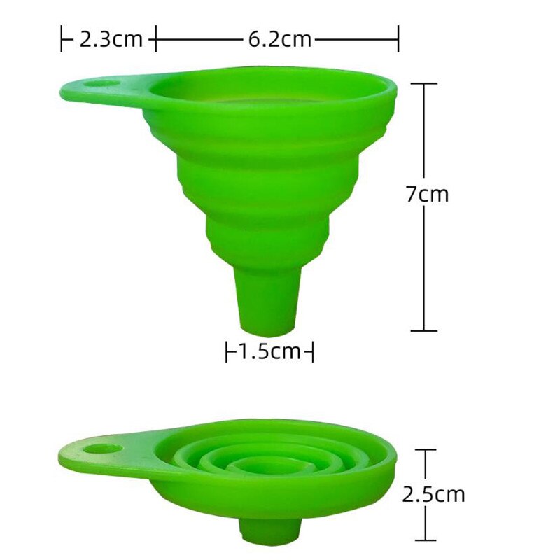 1Pcs Mini Opvouwbare Trechter Silicone Inklapbare Trechter Opvouwbare Draagbare Trechters Worden Opgehangen Huishoudelijke Vloeibare Doseren Keuken Gereedschap