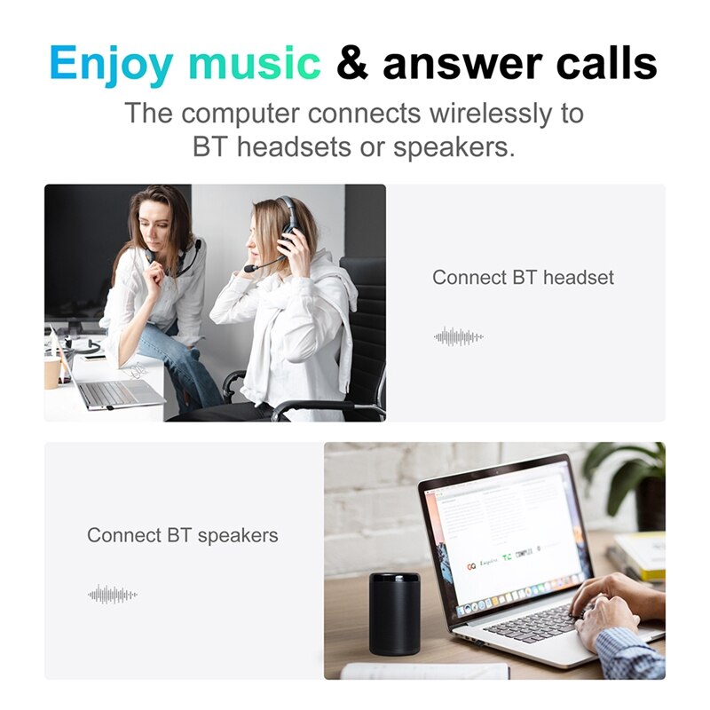 USB Bluetooth Adapter Dongle Bluetooth 5.0 Audio Transmitter Wireless Music Adapter Support Calls