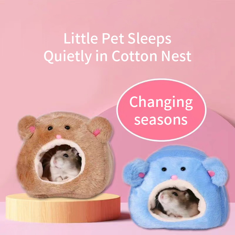 Cama suave y cálida para hámster, hamaca de rata, cerdo, ardilla, jaula de juguete para mascotas, casa colgante, nido + alfombrilla, cama para animales, nido para ratas