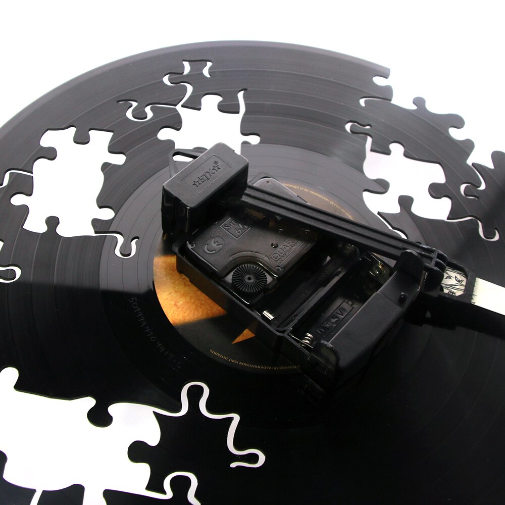 Jigsaw Wall Art Decor Falling Puzzle Wall Clock Modern Puzzle Vinyl Record Pendulum Clock Steampunk Clock Watch