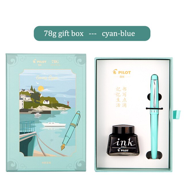 PILOT 78G fountain pen pink light gray fountain pen Italian style fountain pen EF/F/M nib fountain pen set limited edit: cyan blue / EF