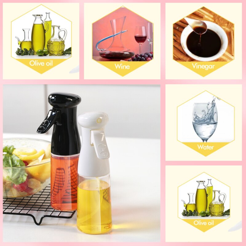 Oil Bottle Kitchen Oil Spray Bottle Cooking Baking Vinegar Mist Sprayer Barbecue Spray Bottle for Cooking BBQ Picnic Tools 210ml