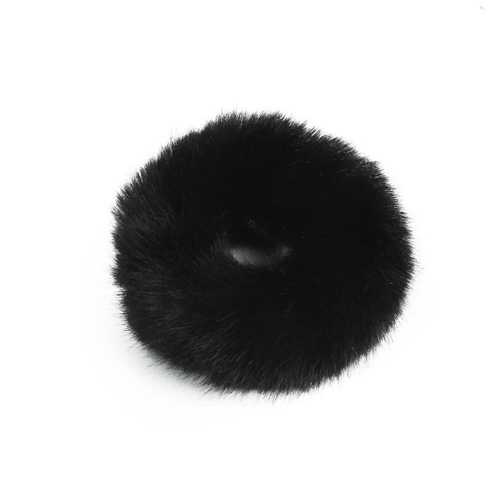 Temperament Colorful Furry Elastic Rubber Band Soft Plush Hair Rope For Women Girls Headwear Hair Accessories: Black