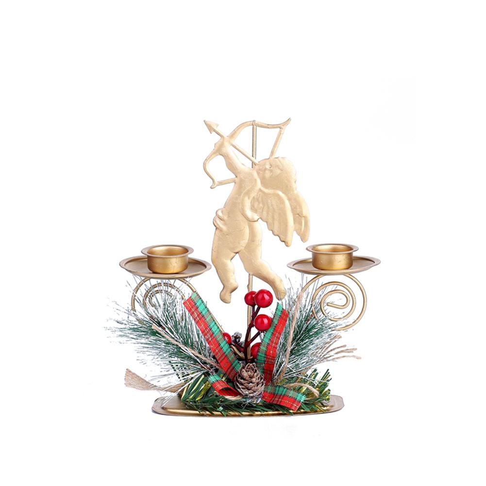 Christmas Candlestick Iron Candle Holder Star Snowflake Desktop Ornament Festival Party Supplies: F