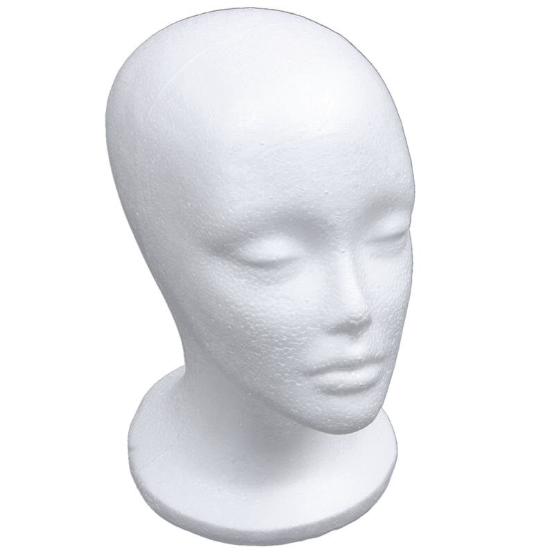 Vrouwelijke Foam Mannequin Hoofd Model Hoed Pruik Display Stand Rek Wit: Default Title