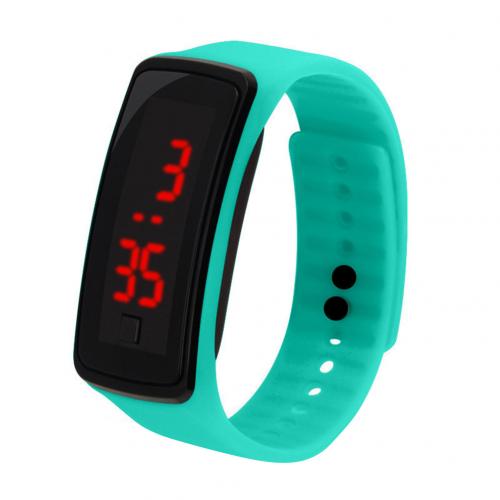 Children Kids Silicone Band LED Screen Electronic Digital Sports Wrist Watch Smart Bracelet Band: Mint Green