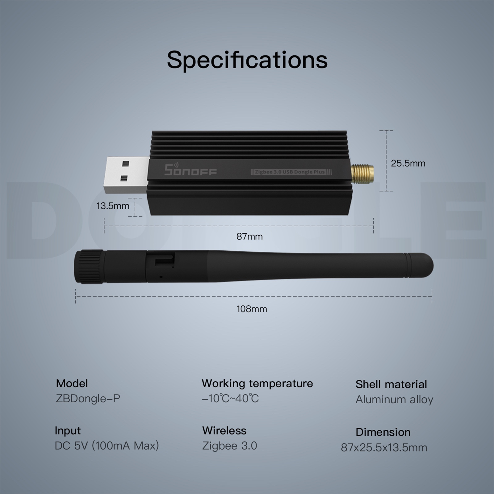 SONOFF-ZB Dongle-P Zigbee 3.0 USB Dongle Plus passerelle sans fil Zigbee 2MQTT, capture petUSB avec antenne, obtenir aGoogle