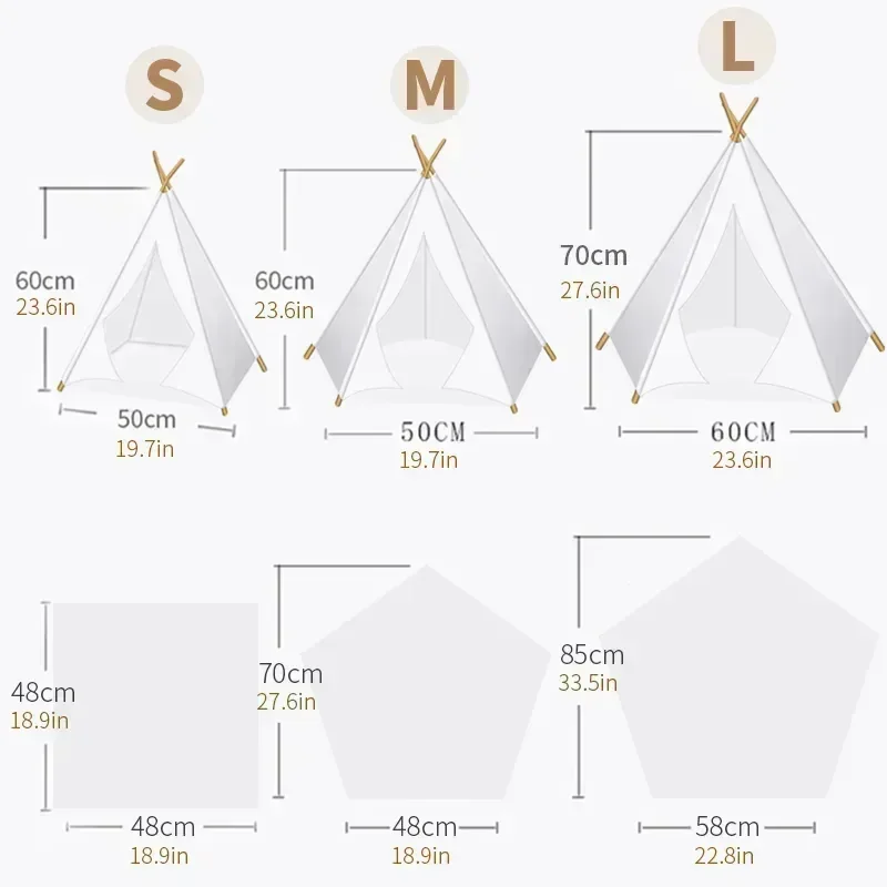 Tienda tipi para mascotas para gatos y perros, casa para perros lavable y extraíble portátil, casa para cachorros de interior con cojín y pizarra para gatos