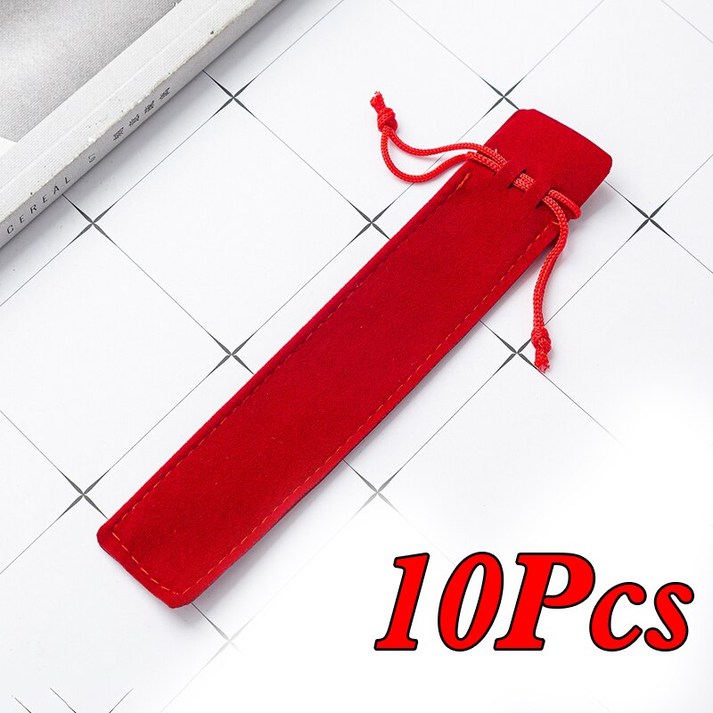 Pencil Case Multicolor Double-sided Thick Flannel Pencil Case Pen Packaging Bag: Red 10pc
