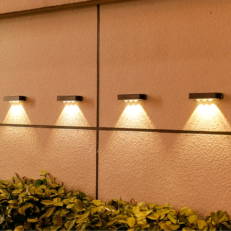 Solcelledrevne gjerdelys mini solcellelampe utendørs vanntett for terrassetrapp veranda balkong gangvei hage hage uteplassdekor 4- pakning