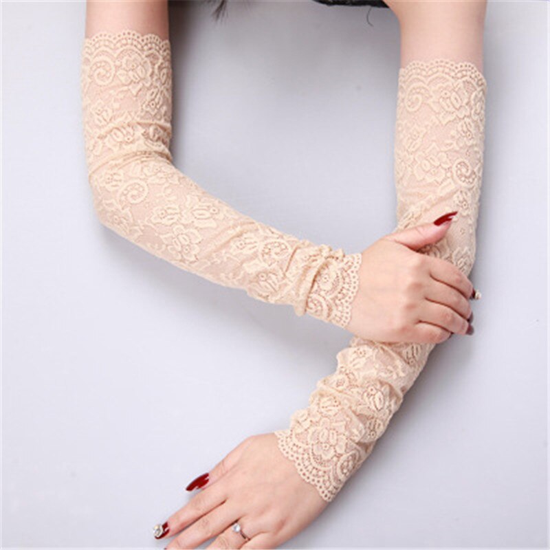 Summer Long-sleeved Sun Protection Gloves For Women Mesh Lace UV Thin Breathable Cycling Gloves Driving Arm Warmers Sleeves: Q13963