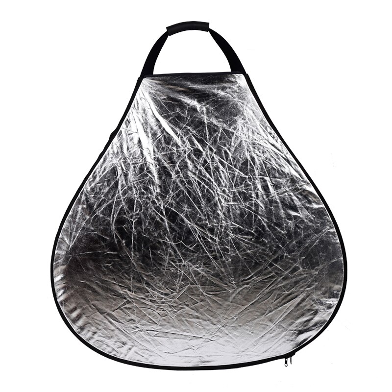 23.6 Inch 60cm 2-in-1 Collapsible Multi Photography Portable Handheld Triangle Reflector Silver/Gold or Silver/White Optional