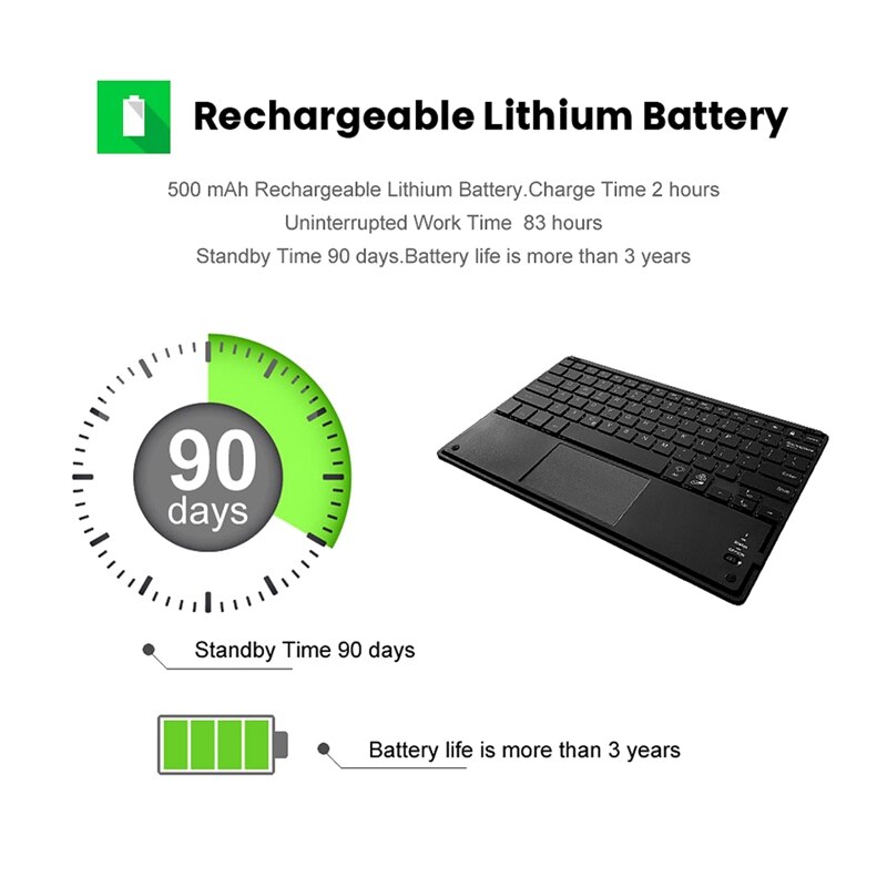 Ultra-Thin Backlight Tablet Keyboard With Touchpad, Backlit Wireless Bluetooth Keyboard For Android/Windows/IOS