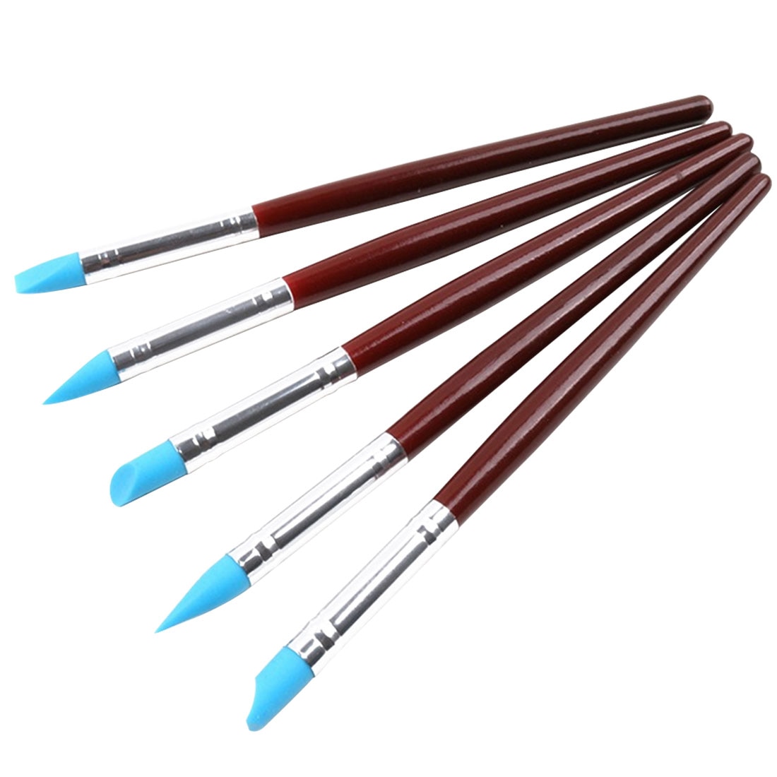 5 Pcs Polymer Modellering Aardewerk Gereedschap Set Houten Handvat Siliconen Rubber Klei Shaper Beeldhouwen Diy Ambachten