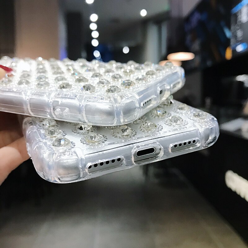 Couverture de téléphone transparente anti-rayures pour iPhone7/8/11/Plus/x/se, diamant strass, haut de gamme, de luxe, perceuse à pâte