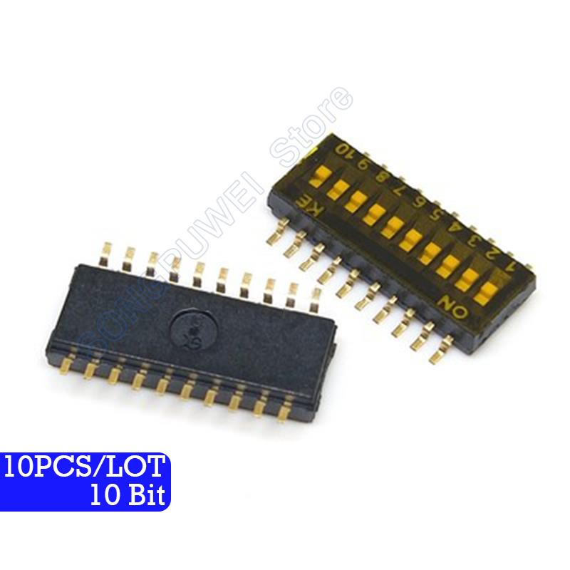 10Pcs/lot SMD Switch Toggle Switches 1.27mm Slide Type Switch 1P/2P/3P/4P/5P/6P/8P/10P Bit black Dial switches: Orange