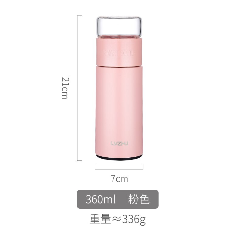 Botella de vidrio para infusiones de té, botella de infusión de té portátil de acero inoxidable, a prueba de fugas, con filtro, 360ML: Amarillo claro