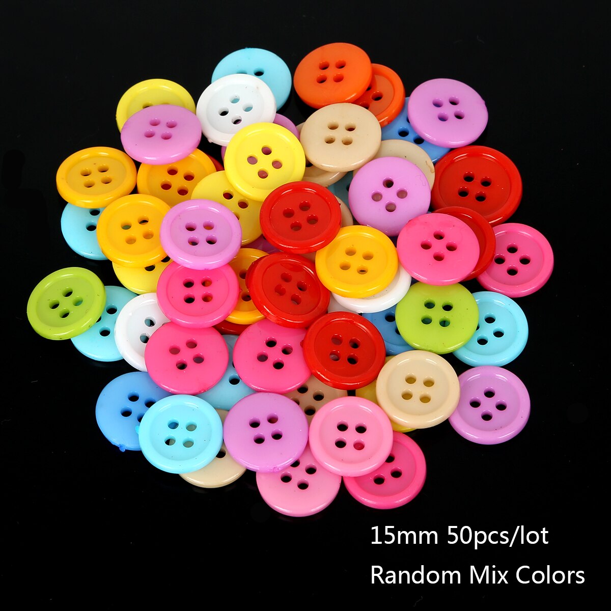 50Pcs Plastic Round Flatback Buttons Suit Coat Button Random Mixed Color DIY Sewing Crafts Scrapbook Accessories 15x2mm