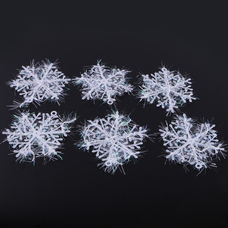 Decoración navideña de copos de nieve para ventanas, 6, 24, 30 y 60 uds., decoraciones colgantes de 6cm para novia y novio