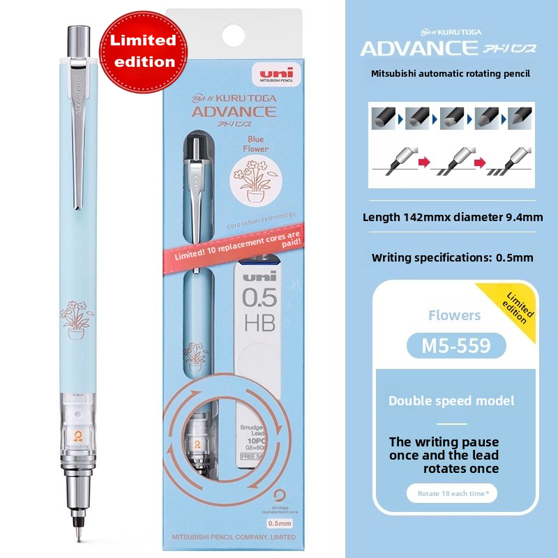 Uni Mechanical Pencil Japanese illustration Style Kurutoga Advance M5-559 M7-559 M3-559 Limited Edition Automatic Writing Pen