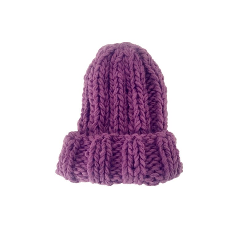 Bonnet tricoté pour femme, épais, doux, , gros Bonnet tricoté, solide, Ski de glace, Skullies, Bonnet: purple