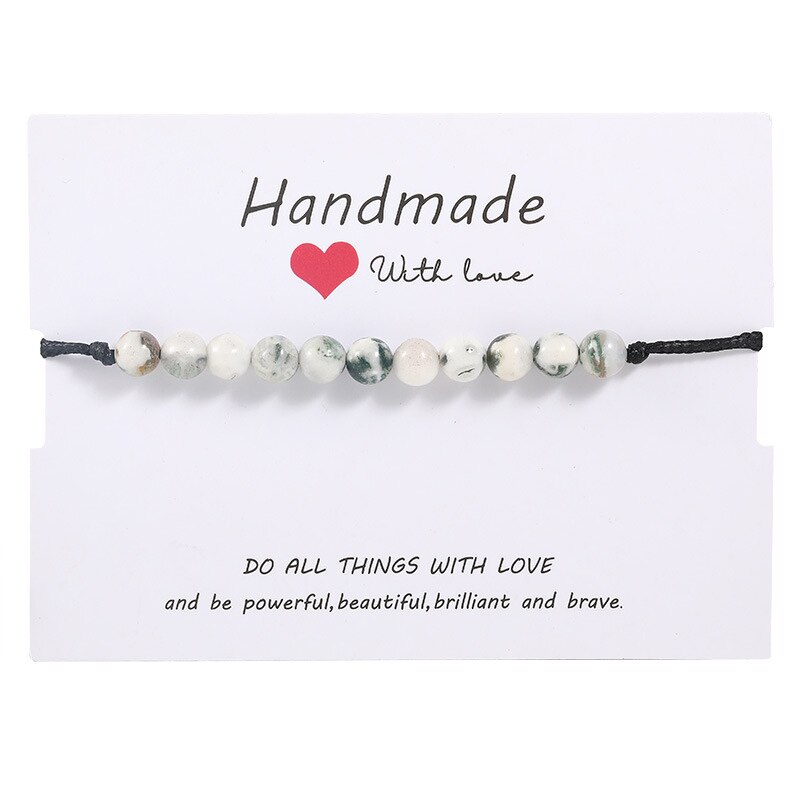 Handgemachte Schmuck Naturstein Perlen Armband Wachs Seil Hand-woven Bead Armband: 03