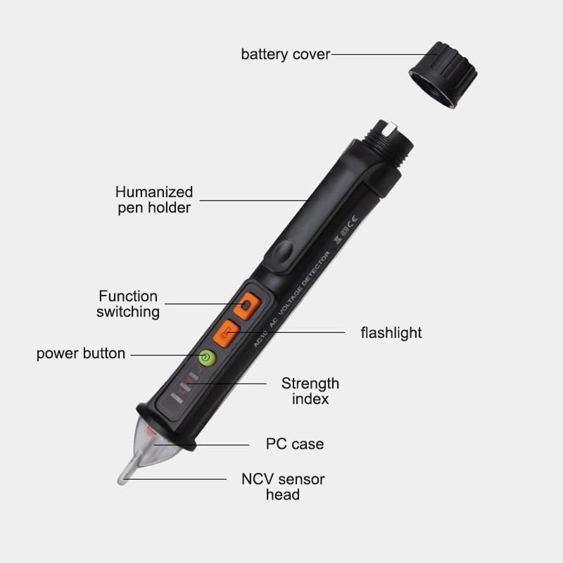 Onever multimeter 12v/48v-1000v spændingsfølsomhed elektrisk kompakt pen ac/dc spændingstestblyant med lommelygtebelysning