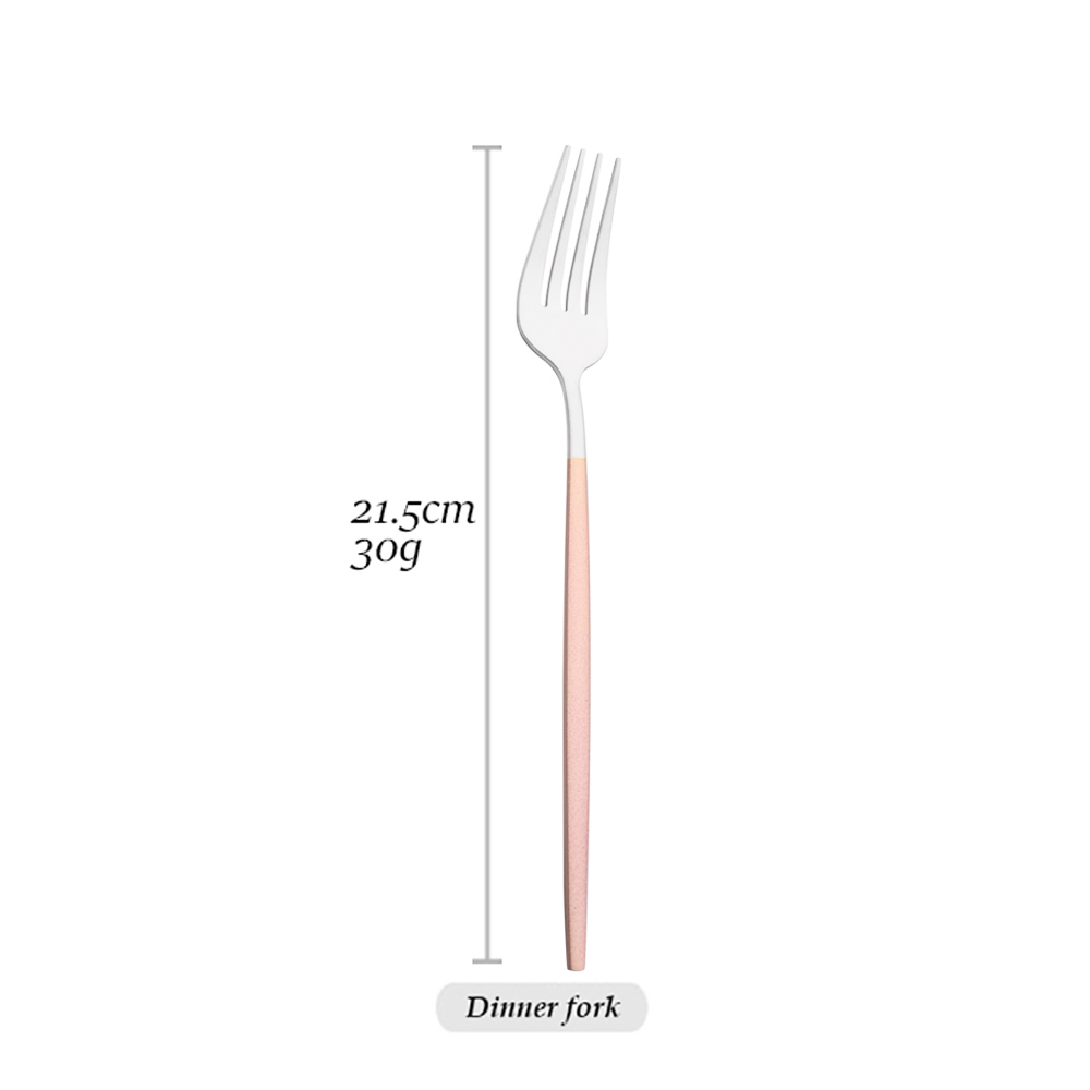 Matte Pink Silver Dinnerware Set Stainless Steel Tableware Silverware Knife Fork Spoon Cutlery Set Flatware Set Dishwasher Safe: 1Pcs Dinner Fork