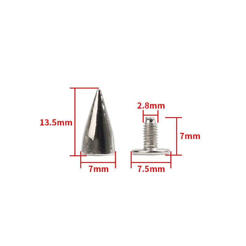 10 Sets Silver Metal Screwback Cone Studs Bullet Spike Stud Punk Bag Belt Schoenen Kleding Leathercraft Cone Rivet Diy: 3