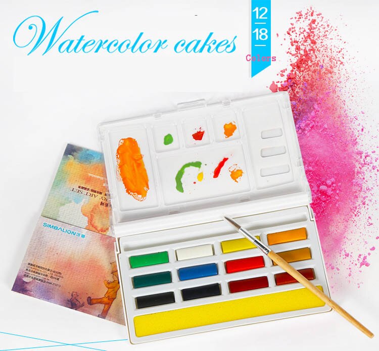 12/18 Kleuren Aquarel Pigment Set Aquarel Student Handgeschilderde Draagbare Schilderij Set Voor Schilderen Kunst Levert