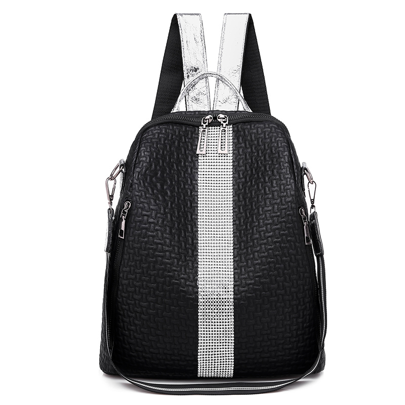 Vrouwen Rugzakken Eenvoudige Rugzak Mode Rits Schoudertassen Lederen Bagpack Licht Dame Schooltas mochila mujer: Black