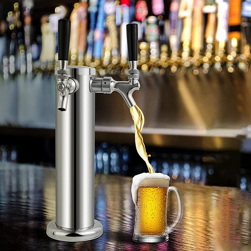 Torre de cerveza de barril de doble grifo, columna de cerveza pulida de 3 &quot;de diámetro, Kit dispensador de cerveza casera con herramientas de llave de tubo premontadas