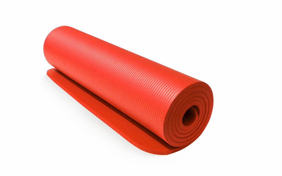 NBR-almohadilla de Yoga de alta densidad, 10mm de grosor Extra ancho, para baile, Fitness, Camping, 183x61cm: High density red