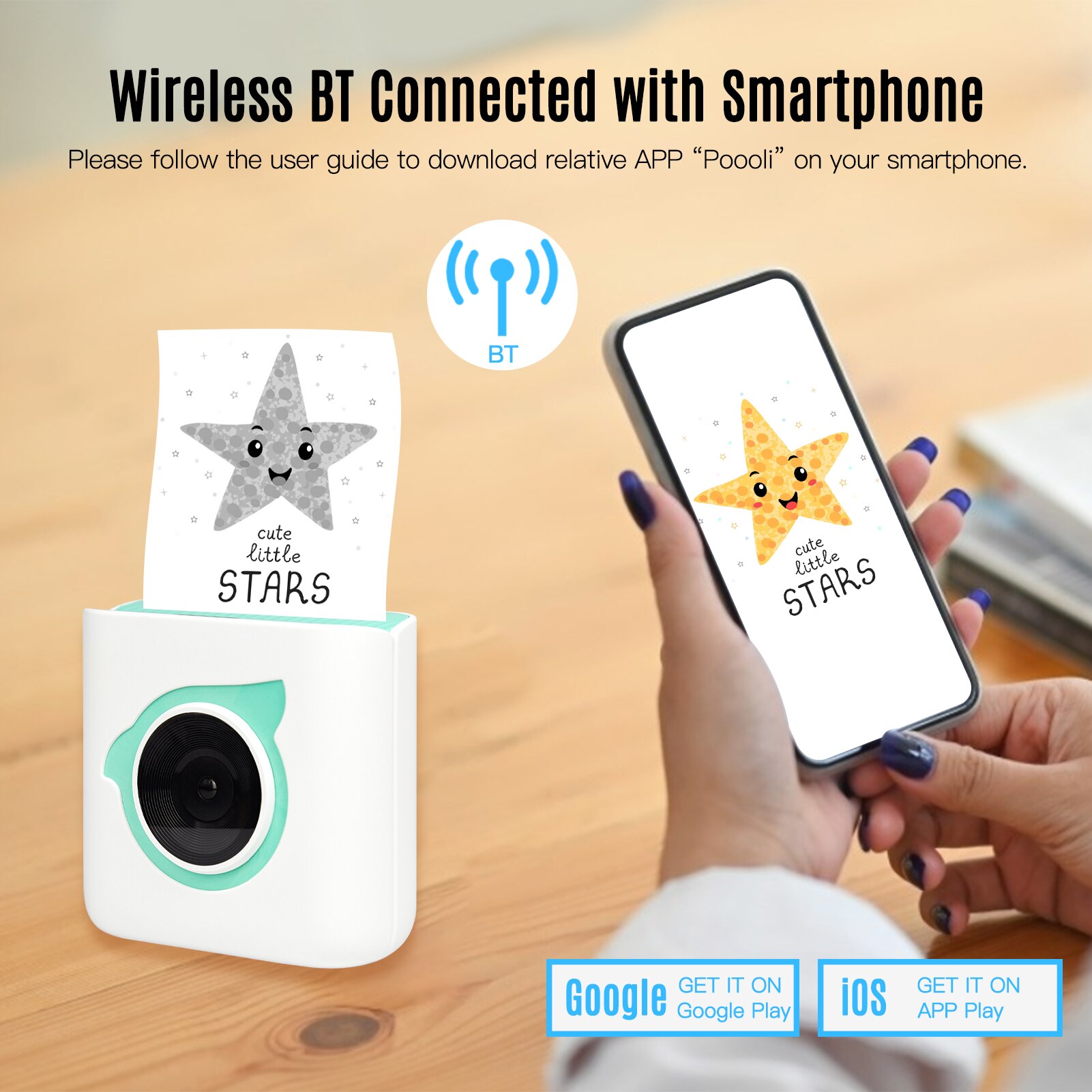 Poooli L8 Mini Pocket Photo Printer All-in-One Portable Wireless BT Thermal Mobile Printer Compatible with Android and iOS