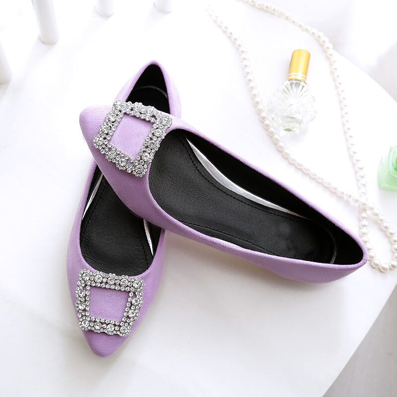 BEYARNE printemps automne daim chaussures pour femmes grande taille à fond plat chaussures femme pointu loisirs confortable chaussures de conduite