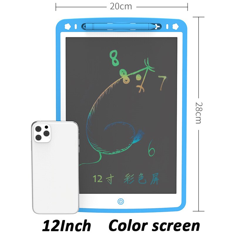 12/10/8.5/6.5 inch LCD Drawing Board Baby Drawing Writing Tablets Kids Early Educational Scratch Painting Toys For Children: 12Inch blue color