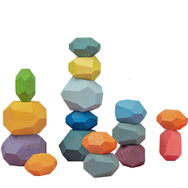 Creatieve Houten Jenga Bouwsteen Gekleurde Steen Educatief Speelgoed Koude Toon Nordic Stijl Stapelen Spel Kinderen Houten Speelgoed