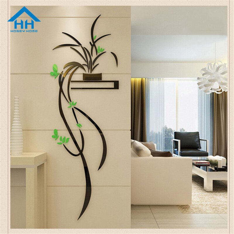 3D acrylique orchidée fleur autocollant mural auto-adhérence décor à la maison salon TV fond stickers muraux décorations murales